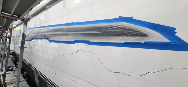 Hull masked and prepared for priming