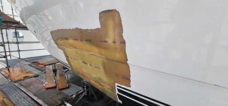 Large repair area ground out to sound laminate