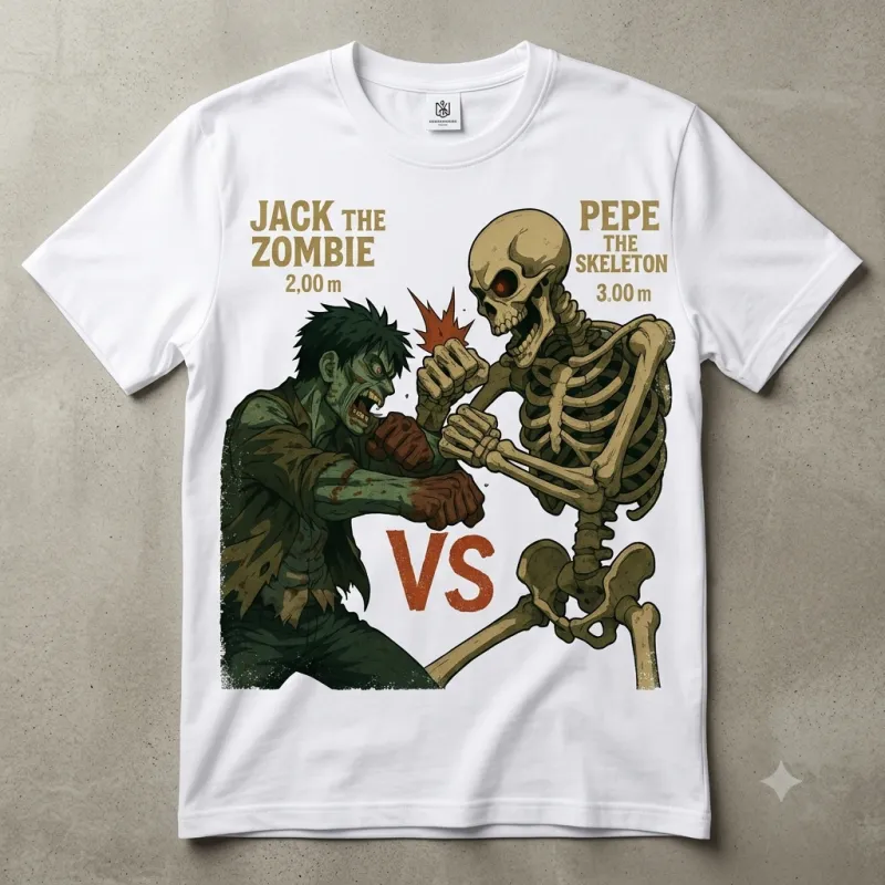 001-1W Zombie vs Skeleton. Eternal Fight Collection. White.