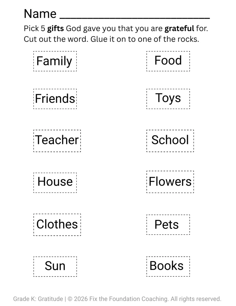 Building Character in Kindergarten: Gratitude Lesson