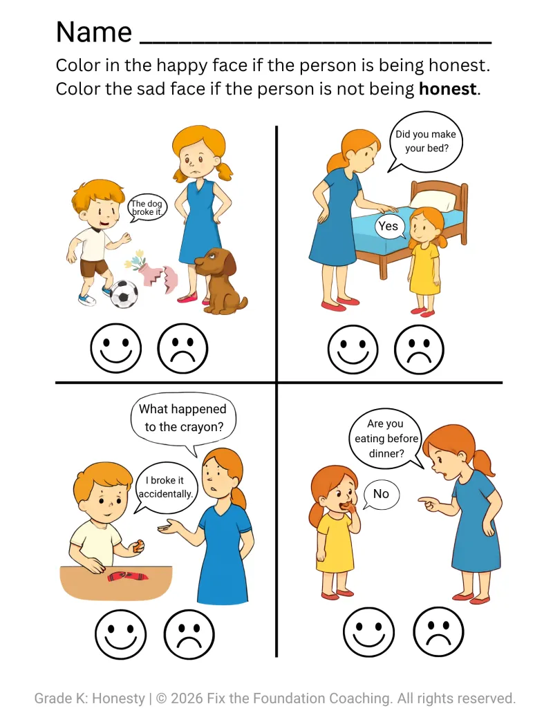 Building Character in Kindergarten: Honesty Lesson