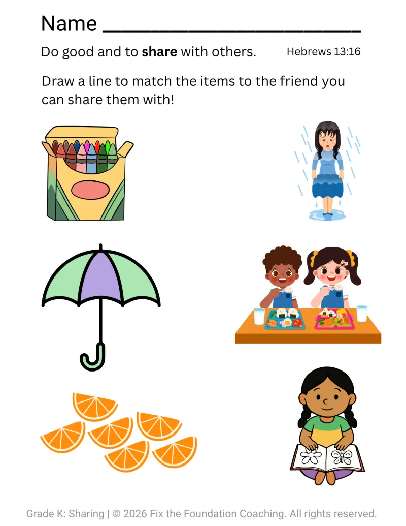 Building Character in Kindergarten: Sharing Lesson