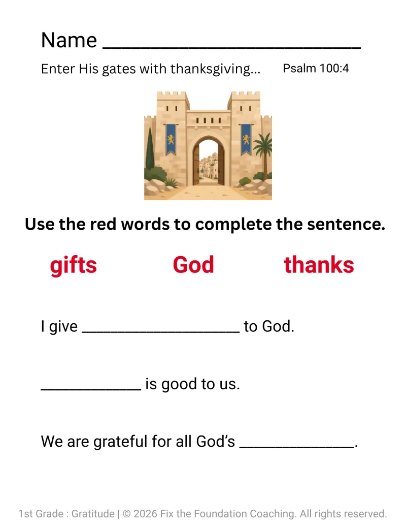 Building Character in 1st Grade: Gratitude Lesson (Printable PDF)