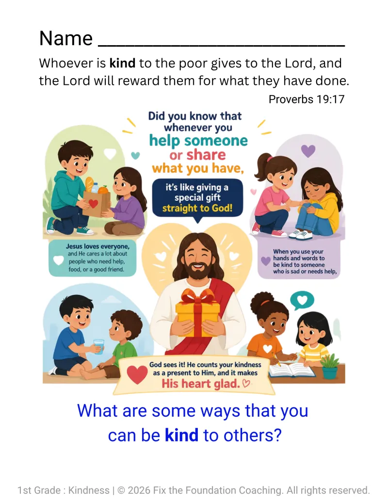 Building Character in 1st Grade: Kindness Lesson (Printable PDF)