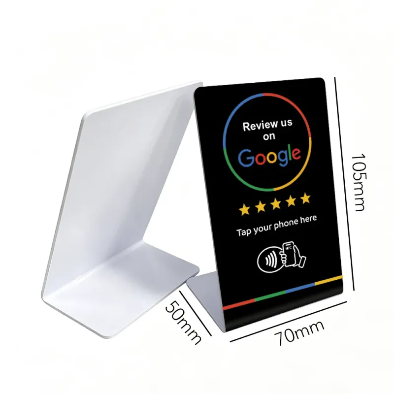 NFC Google Review Stand – Mini – Black | Bulk Packs (25–1000)