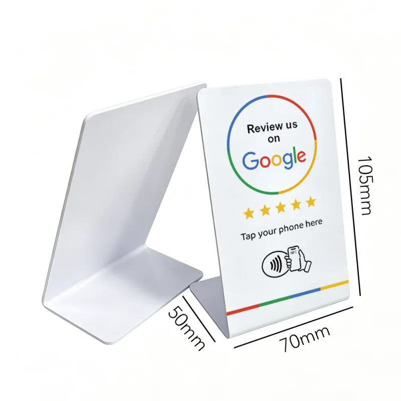 NFC Google Review Stand – Mini – White | Bulk Packs (25–10,000)