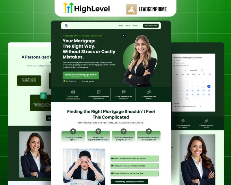 Mortgage Lead Generation Funnel Template - Green Themed