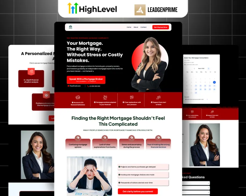 Mortgage Lead Generation Funnel Template - Red Themed