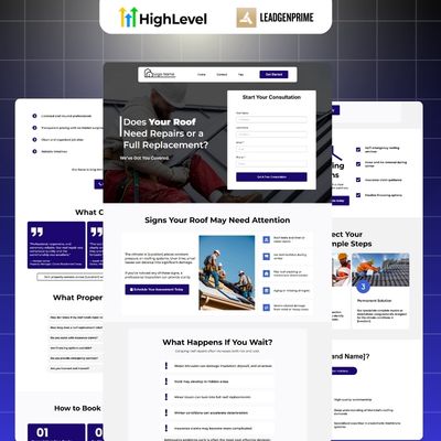 Roofing Contractor Lead Funnel Template - Blue Themed