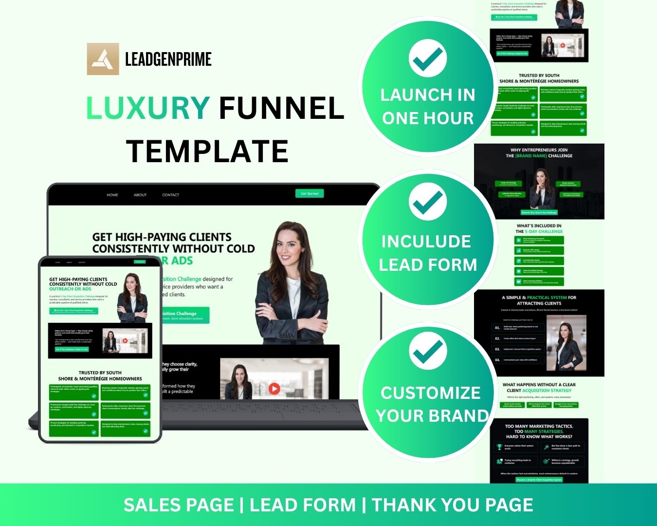 5-Day Challenge Funnel Template - Green Themed