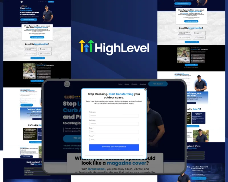 Landscaping Lead Generation Funnel Bundle - Blue Themed
