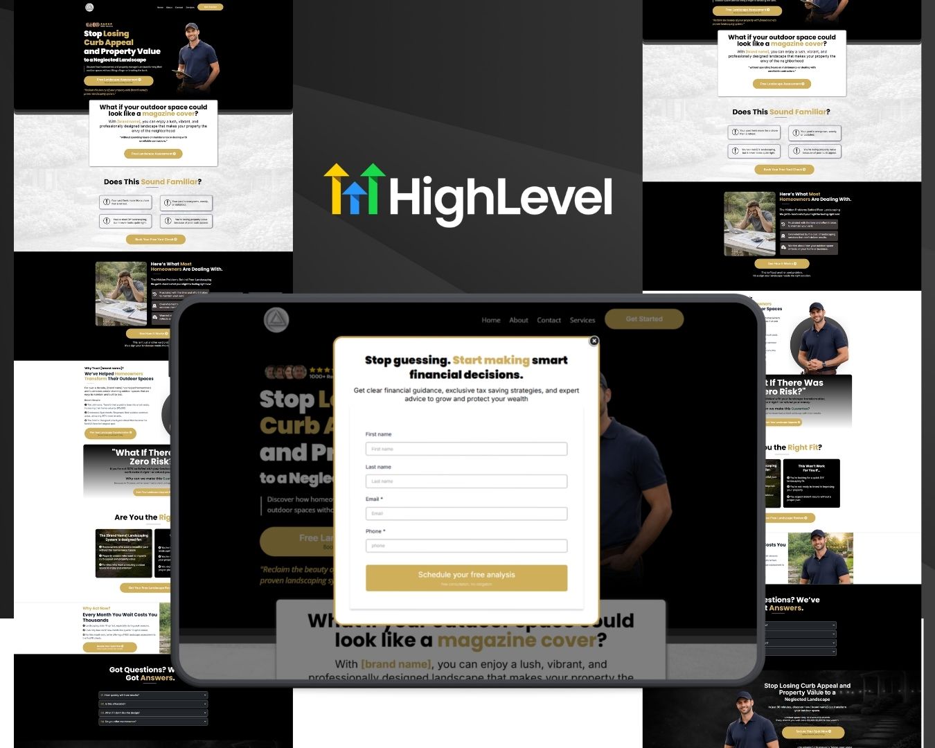 Landscaping Lead Generation Funnel Bundle - Black Themed