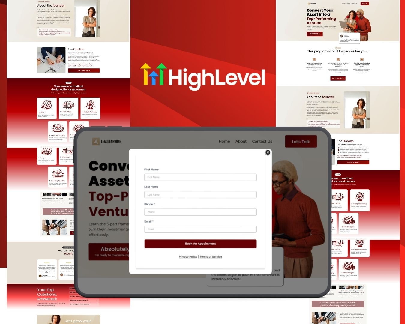 Local Business Lead Generation Funnel Bundle - Red. & Gold Themed