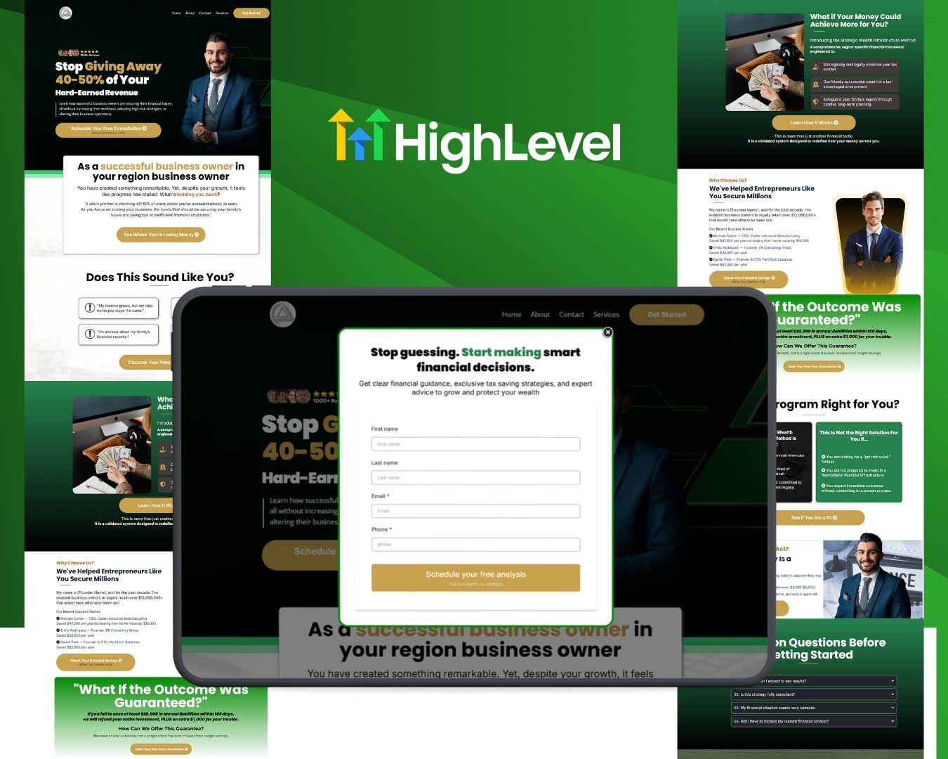 Financial Service Funnel Bundle - Gold & Green Themed