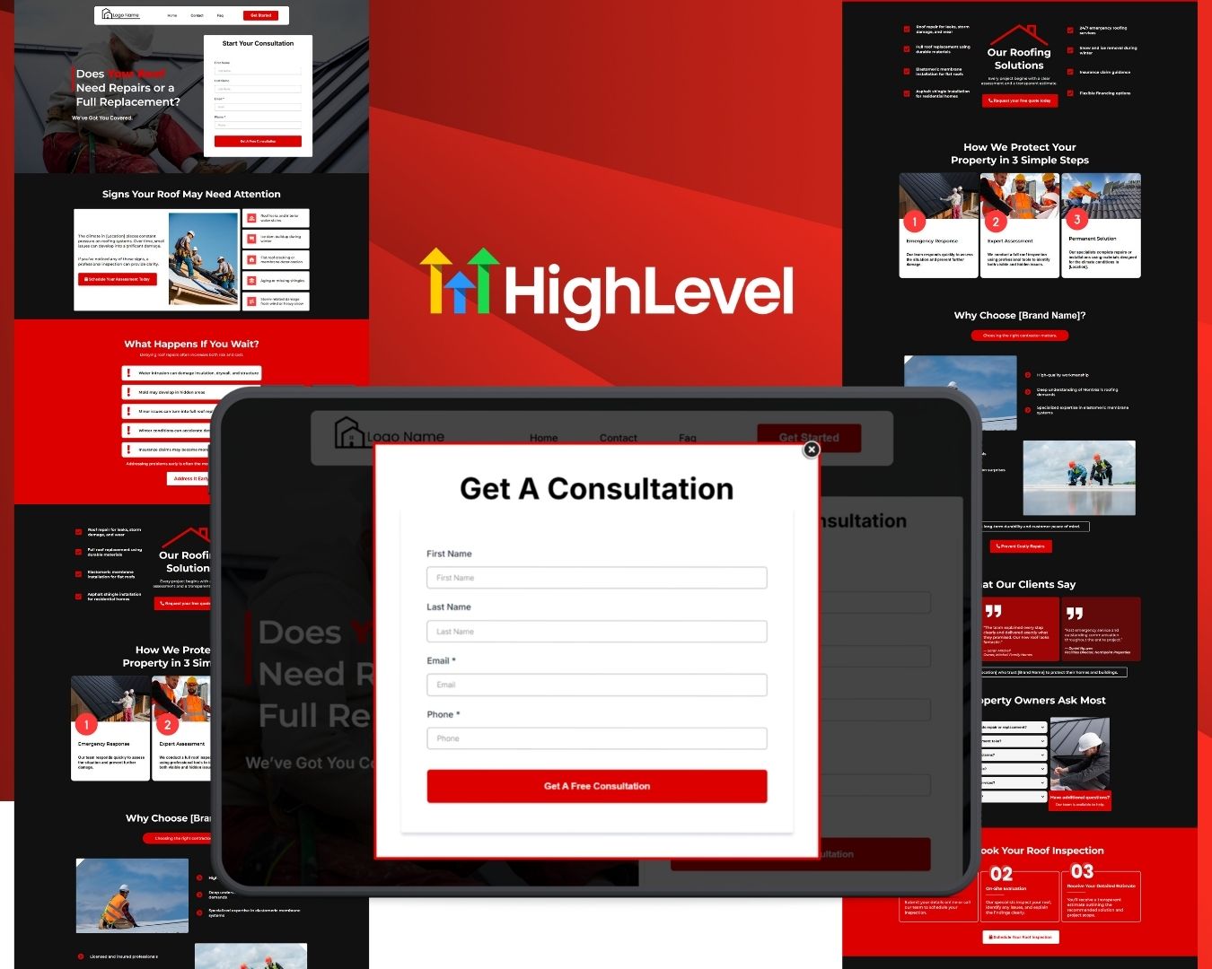 Roofing Contractor Lead Funnel Bundle - Red Themed