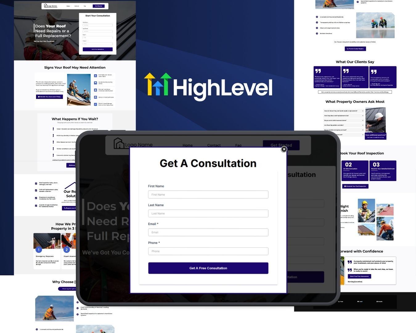 Roofing Contractor Lead Funnel Bundle - Blue Themed