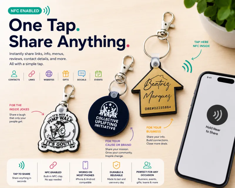 Custom NFC Acrylic Keychains – Personalized Tap-to-Share Keychains