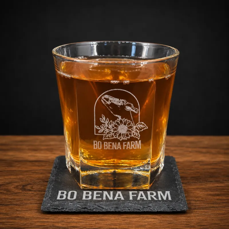 Whiskey Glass & Slate Coaster Gift Set