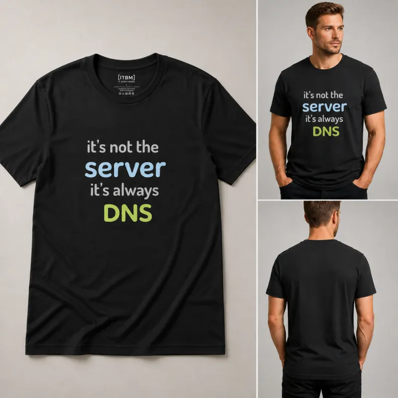 It's Not the Server, It's Always DNS - Funny IT T-Shirt