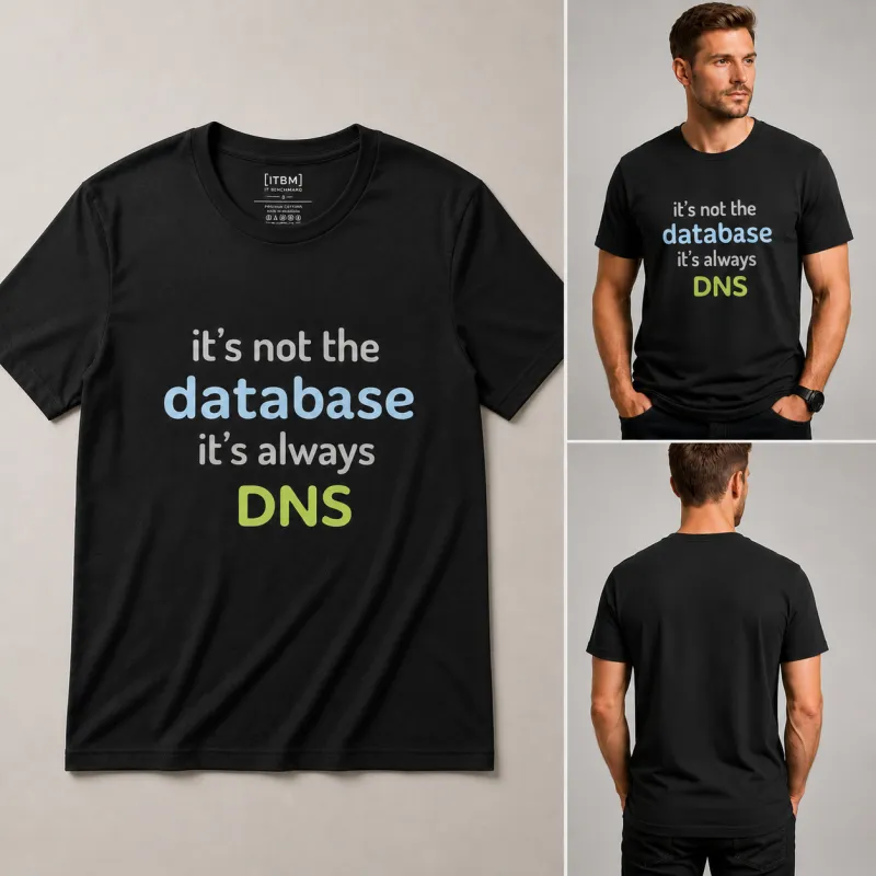 It's Not the Database, It's Always DNS - Funny IT T-Shirt