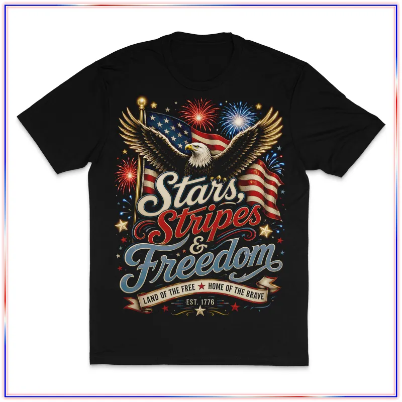 Stars Stripes Freedom VL100 Volunteer Knitwear™ All-American Tee
