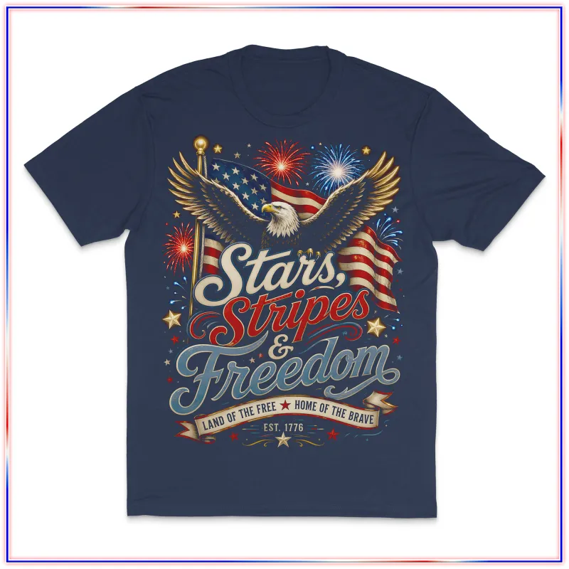 Stars Stripes Freedom VL100 Volunteer Knitwear™ All-American Tee