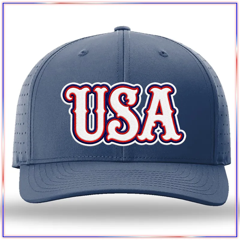 USA Embroidered Richardson 632 Laser Perf R-Flex Snapback Hat