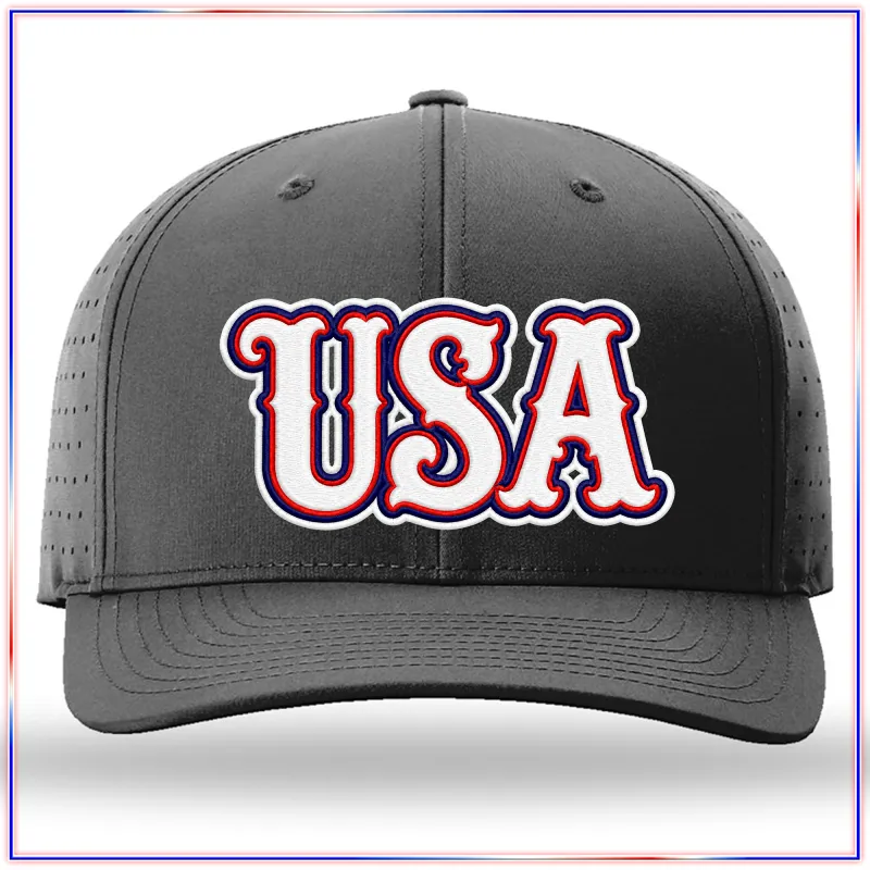 USA Embroidered Richardson 632 Laser Perf R-Flex Snapback Hat