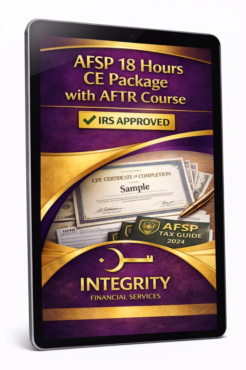 AFSP 18 Hours CE Package with AFTR Course IRS APPROVED