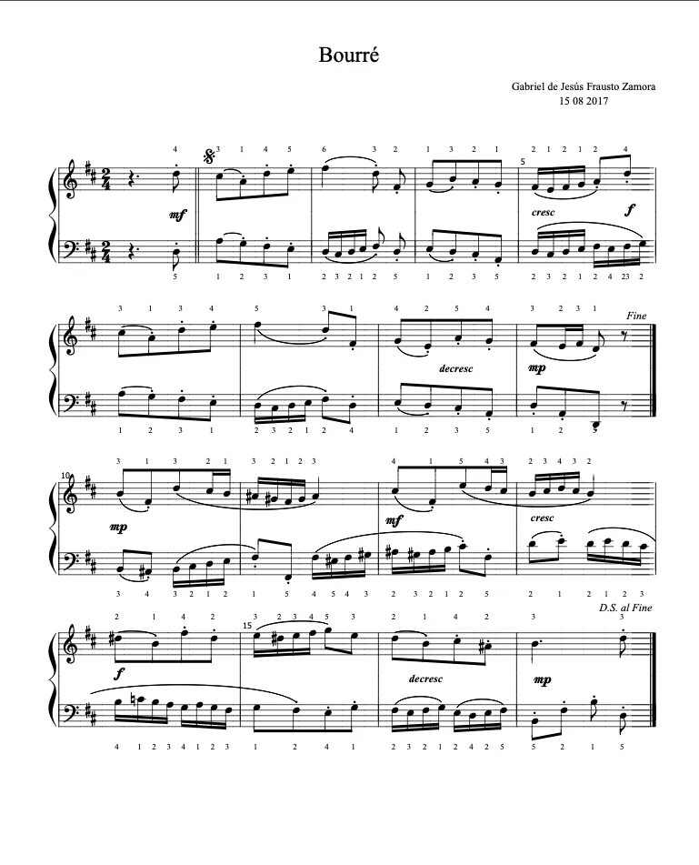 Bourré — Partitura para Piano Solo