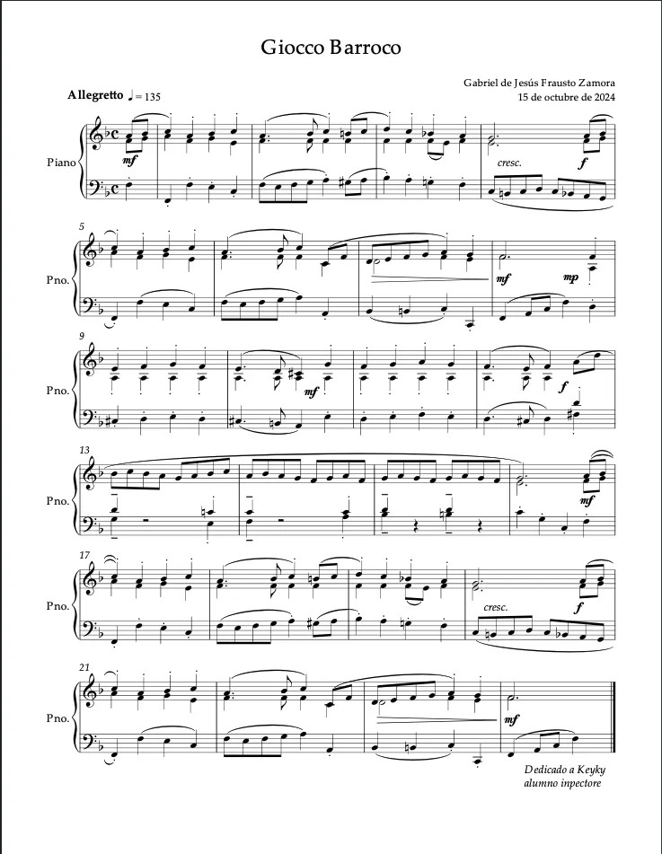 Giocco Barroco — Partitura para Piano Solo