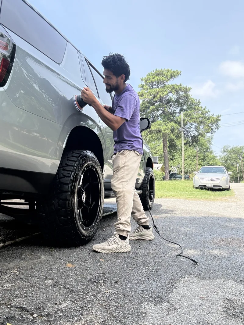 Paint correction on a silver vehicle