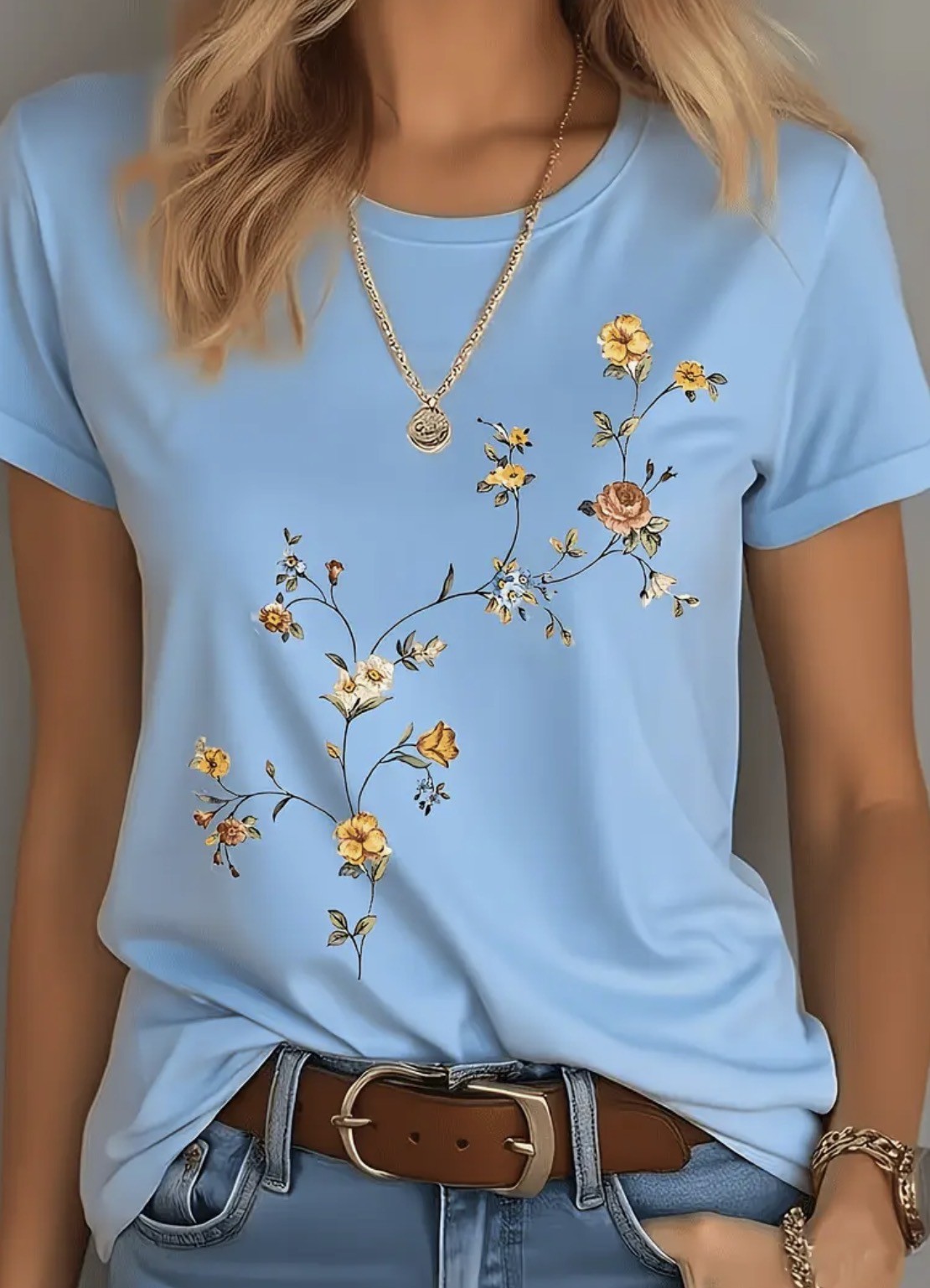 Floral Print Cotton Tees