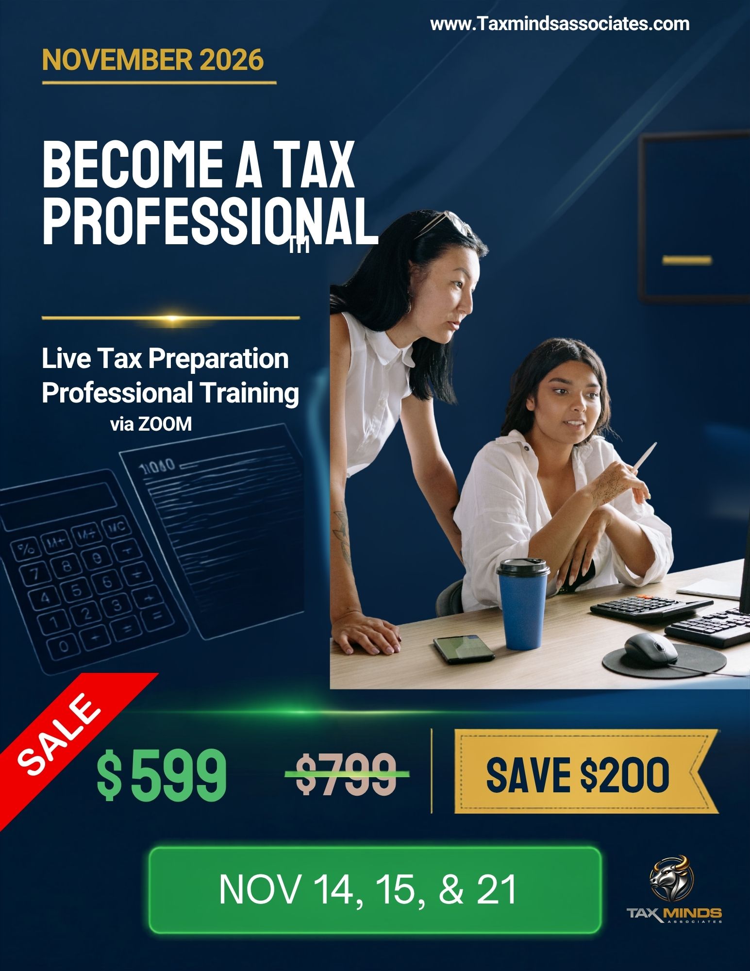 Become a Tax Professional™ – Live Tax Preparation Training via Zoom - Nov 14, 15, & 21st