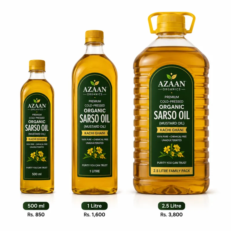 Premium Cold-Pressed Organic Sarso Oil (Mustard Oil / کچی گھانی سرسوں کا تیل)
