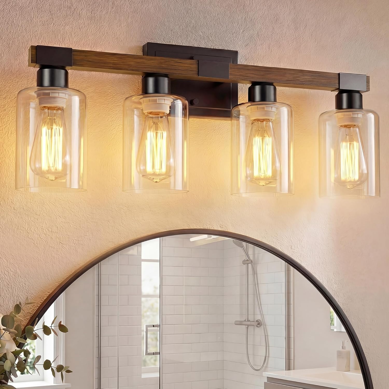Farmhouse Bathroom Vanity Light - Rustic 3-Light Fixture for DFW, North & East Texas