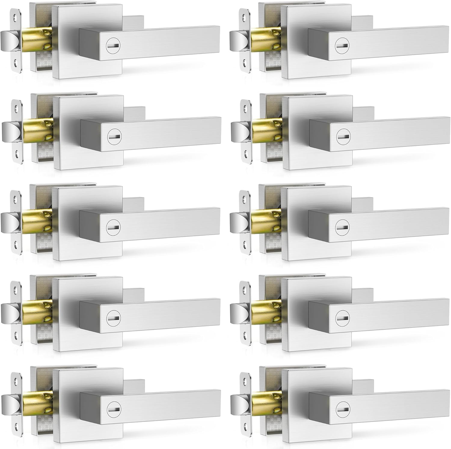 10 Pack Brushed Nickel Door Handle