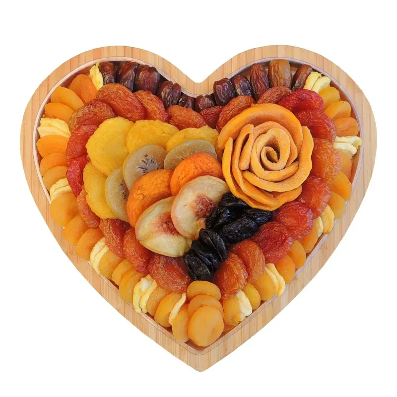 Vacaville Fruit Company, 36 oz, Dried Fruit Heart Shaped Bamboo Tray - DM