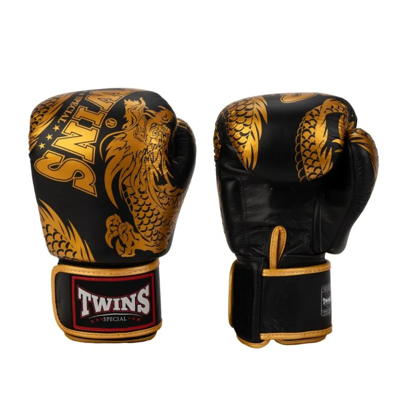 Twins Special Black & Gold Dragon Boxing Gloves