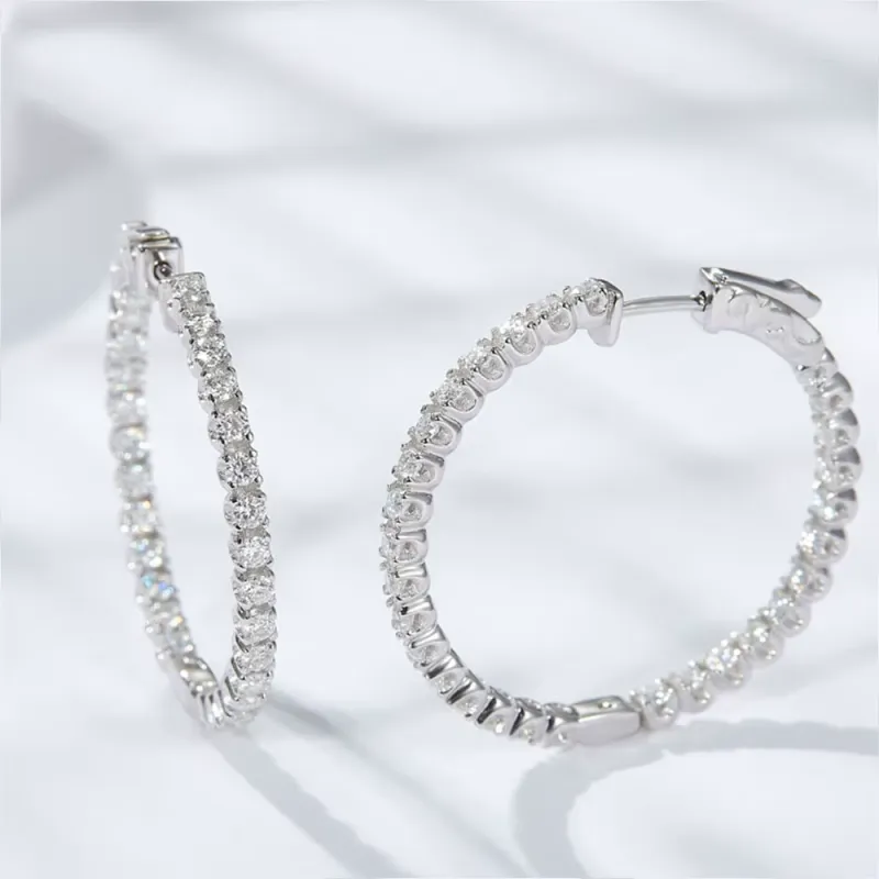 GRA Certified Moissanite Hoop Earrings