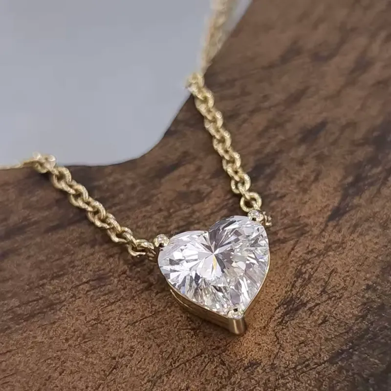 Certified Heart Cut Moissanite Pendant Necklace