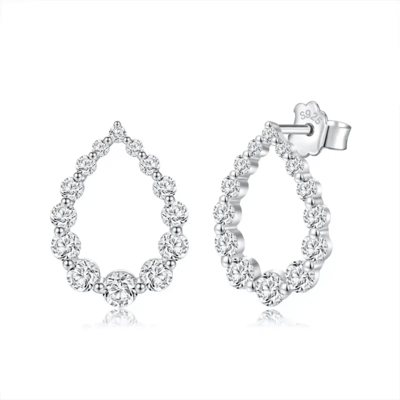 Waterdrop Full Moissanite Diamond Stud Earrings
