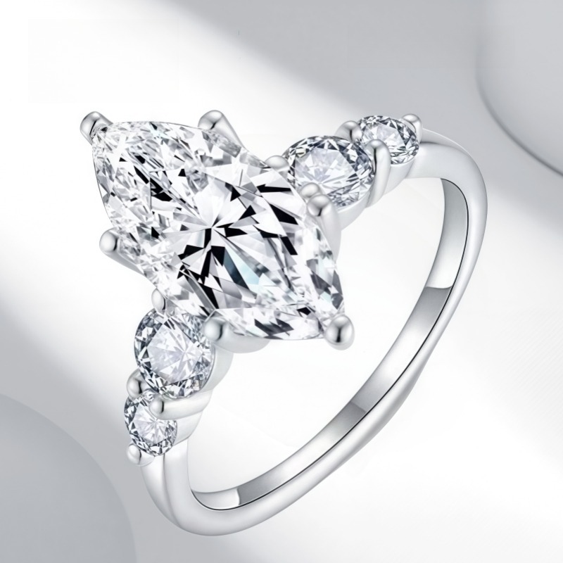 3ct Marquise Cut Moissanite Engagement Ring