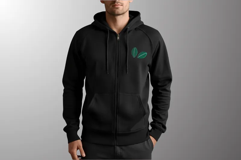 Embroidered Full-Zip Hoodie Sweatshirt