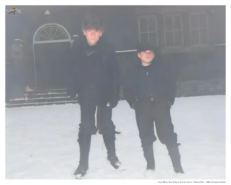 Zack Ward “Scut Farkus” & Yano Anaya “Grover Dill” — 1983 A Christmas Story Production Still