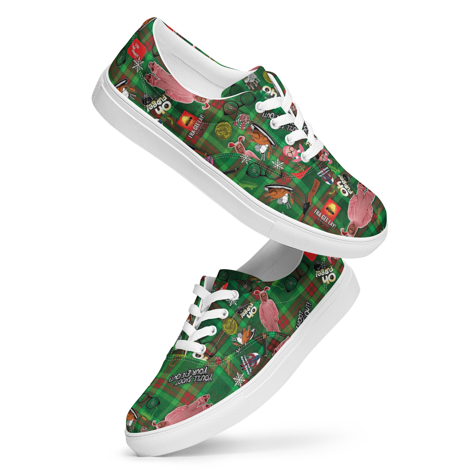 Women's "A Christmas Story Green Collage" Canvas Shoes