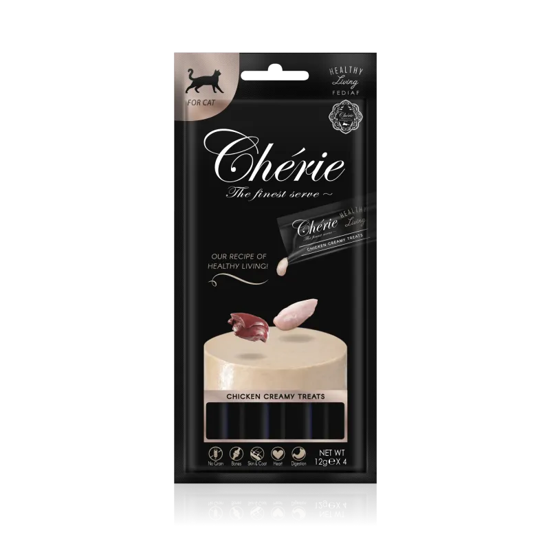 Chérie кремові ласощі з куркою для котів, 4х12 г