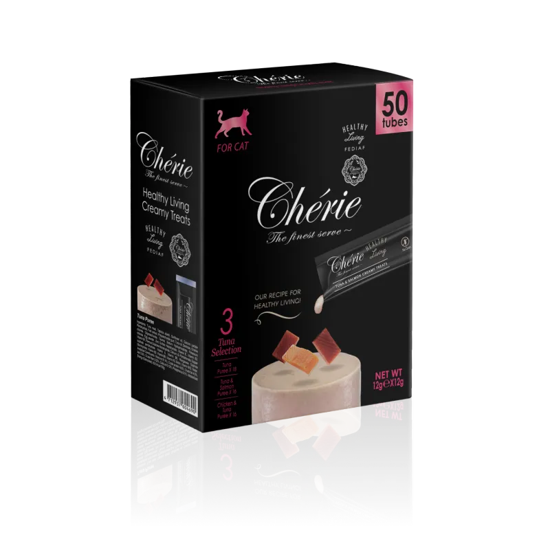 Chérie набір кремових ласощів для котів, асорті з тунцем, 50×12 г