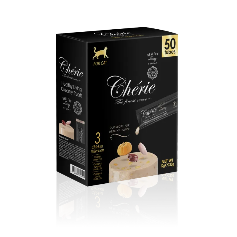 Chérie набір кремових ласощів для котів, асорті з куркою, 50×12 г