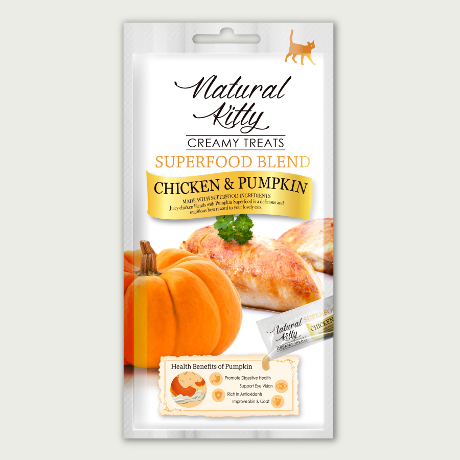 Natural Kitty Суперфуд з куркою та гарбузом, 4х12 г